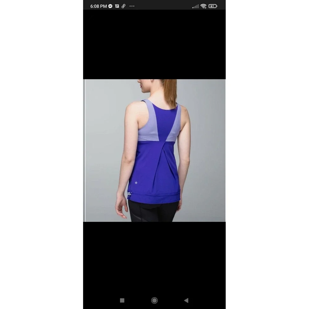 Lululemon Run Ta Ta‎ Topper Athletic Tank Top Cinch Waist Purple Stripes Size 4